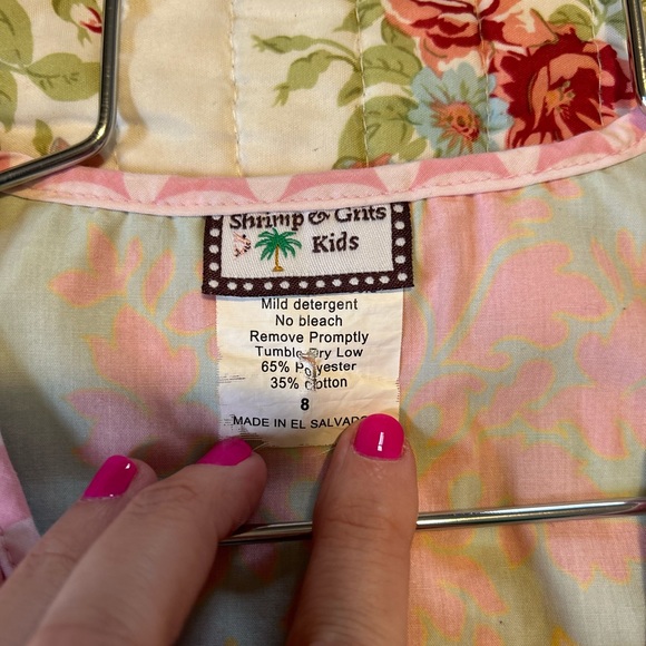 Shrimp and Grits Wrap Pink And Green Dress Girls size 8 - Picture 4 of 6